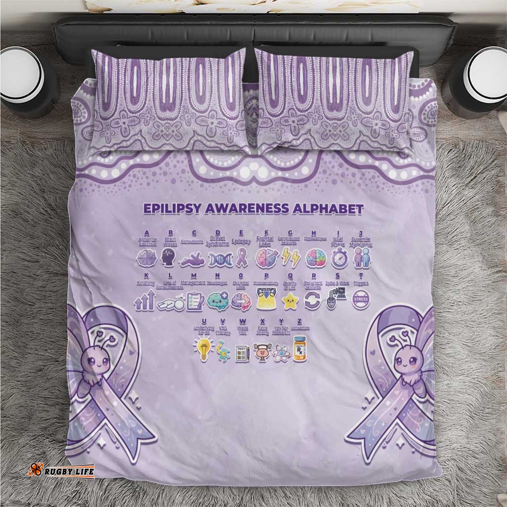 Epilepsy Awareness Alphabet Bedding Set Purple Ribbon Butterfly Cute Style DT05