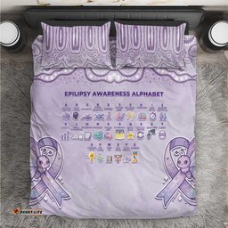 Epilepsy Awareness Alphabet Bedding Set Purple Ribbon Butterfly Cute Style DT05