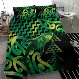 Humpback Whale Matariki New Zealand Bedding Set NZ Maori Paikea Poutama Luxury Green LT14