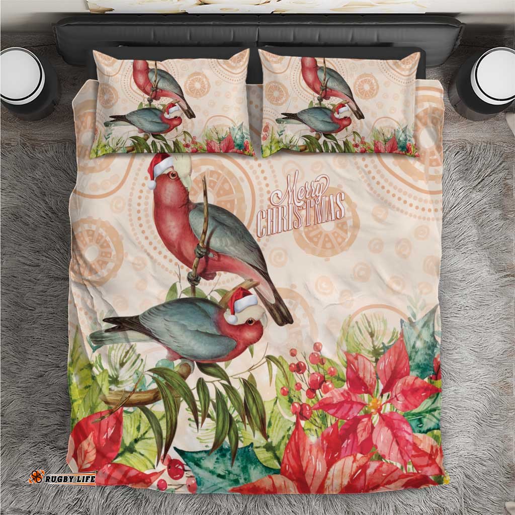Merry Christmas Aussie Aboriginal Bedding Set Rosebreasted Cockatoo Pastel LT7