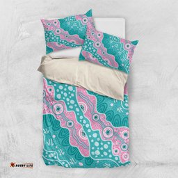 Hereditary Cancer Awareness Australia Indigenous Bedding Set Pink and Teal LT7