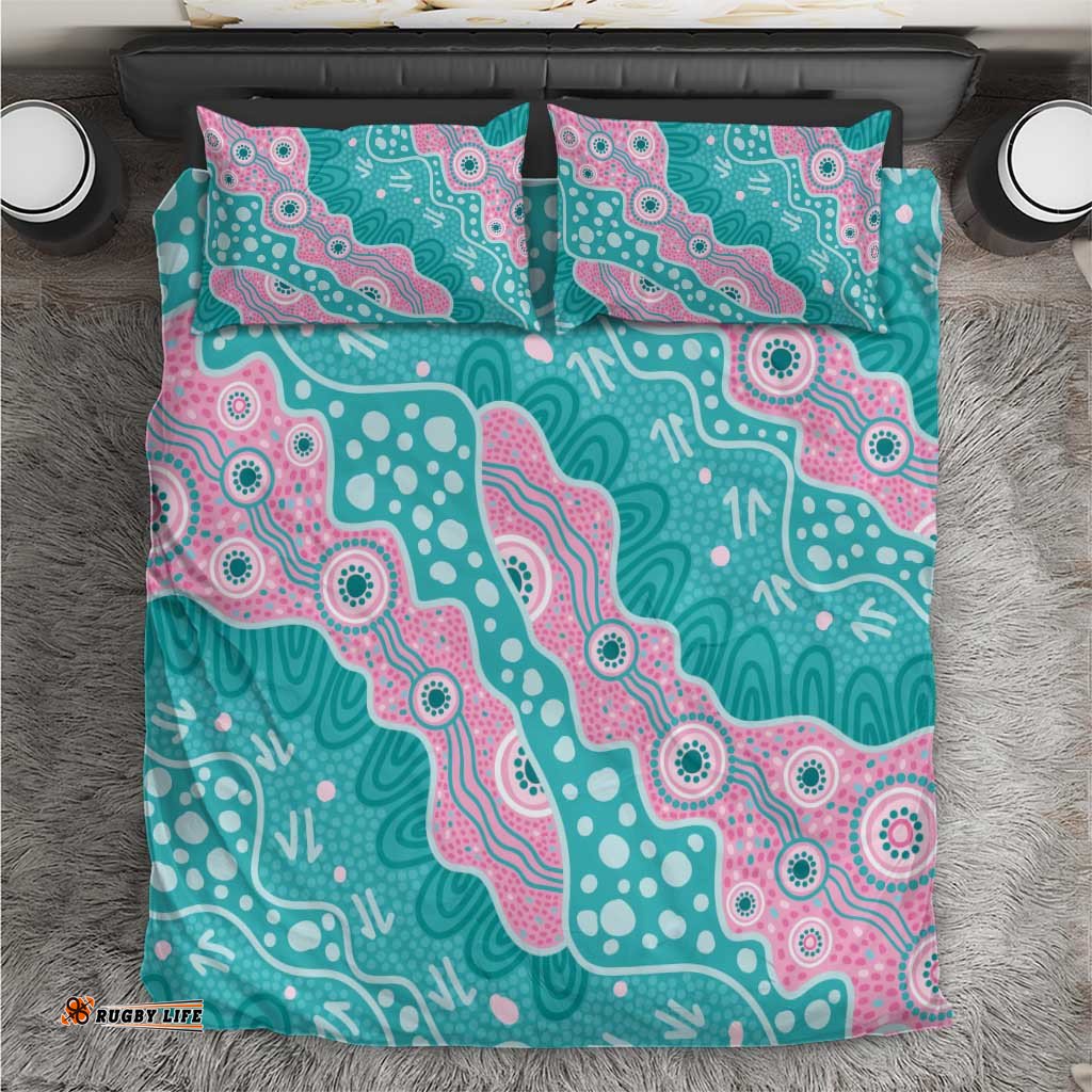 Hereditary Cancer Awareness Australia Indigenous Bedding Set Pink and Teal LT7
