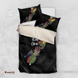 Kia Ora New Zealand Floral Bedding Set Black LT7