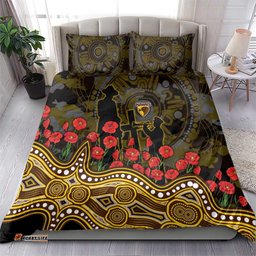 Hawthorn Hawks ANZAC Day Bedding Set Indigenous Dot Art with Poppy Flower Tribute TS04