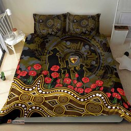 Hawthorn Hawks ANZAC Day Bedding Set Indigenous Dot Art with Poppy Flower Tribute TS04