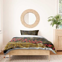 Hawthorn Hawks ANZAC Day Bedding Set Indigenous Dot Art with Poppy Flower Tribute TS04