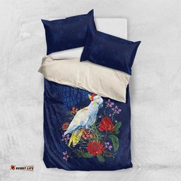 Merry Cocka-mas Bedding Set Australia Christmas Blue Art LT9