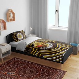 Hawthorn Hawks Bedding Set Indigenous Monochrome Dot Art Mascot Style TS04