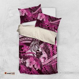 Maori Romantic Valentine Bedding Set The Hongi Kiss Pink Galaxy DT05