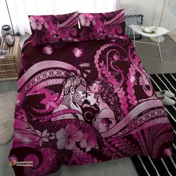 Maori Romantic Valentine Bedding Set The Hongi Kiss Pink Galaxy DT05
