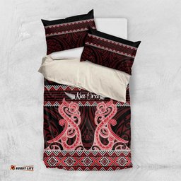 Kia Ora New Zealand Bedding Set Maori Language Week Whero Taniko Motif LT14