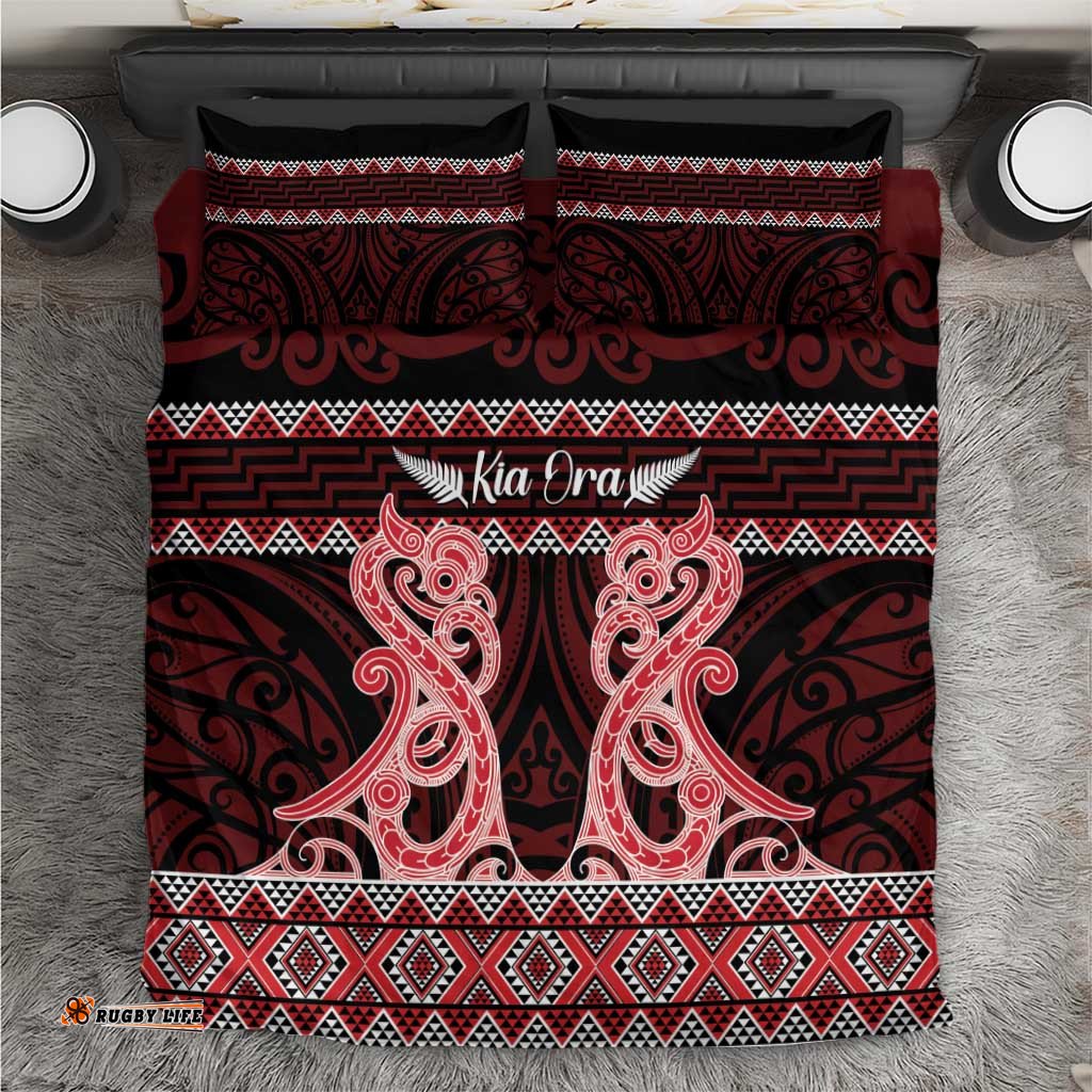 Kia Ora New Zealand Bedding Set Maori Language Week Whero Taniko Motif LT14