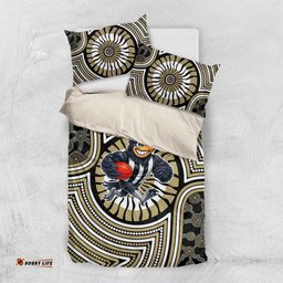 Collingwood Football Club Bedding Set Indigenous Monochrome Dot Art Mascot Style TS04