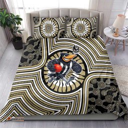 Collingwood Football Club Bedding Set Indigenous Monochrome Dot Art Mascot Style TS04