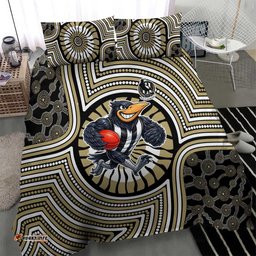 Collingwood Football Club Bedding Set Indigenous Monochrome Dot Art Mascot Style TS04