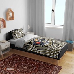 Collingwood Football Club Bedding Set Indigenous Monochrome Dot Art Mascot Style TS04