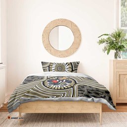 Collingwood Football Club Bedding Set Indigenous Monochrome Dot Art Mascot Style TS04