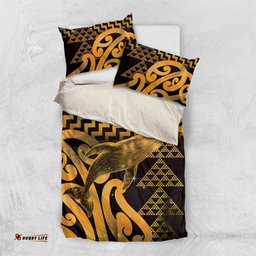 Humpback Whale Matariki New Zealand Bedding Set NZ Maori Paikea Poutama Luxury Gold LT14