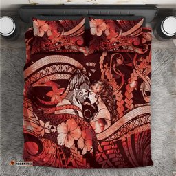Maori Romantic Valentine Bedding Set The Hongi Kiss Red Galaxy DT05