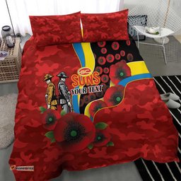 Gold Suns ANZAC Personalised Bedding Set Lest We Forget Poppy Camo LT9
