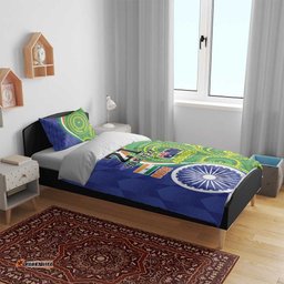 India Vs Australian Cricket Custom Bedding Set Ashoka Chakra and Aboriginal Together LT9