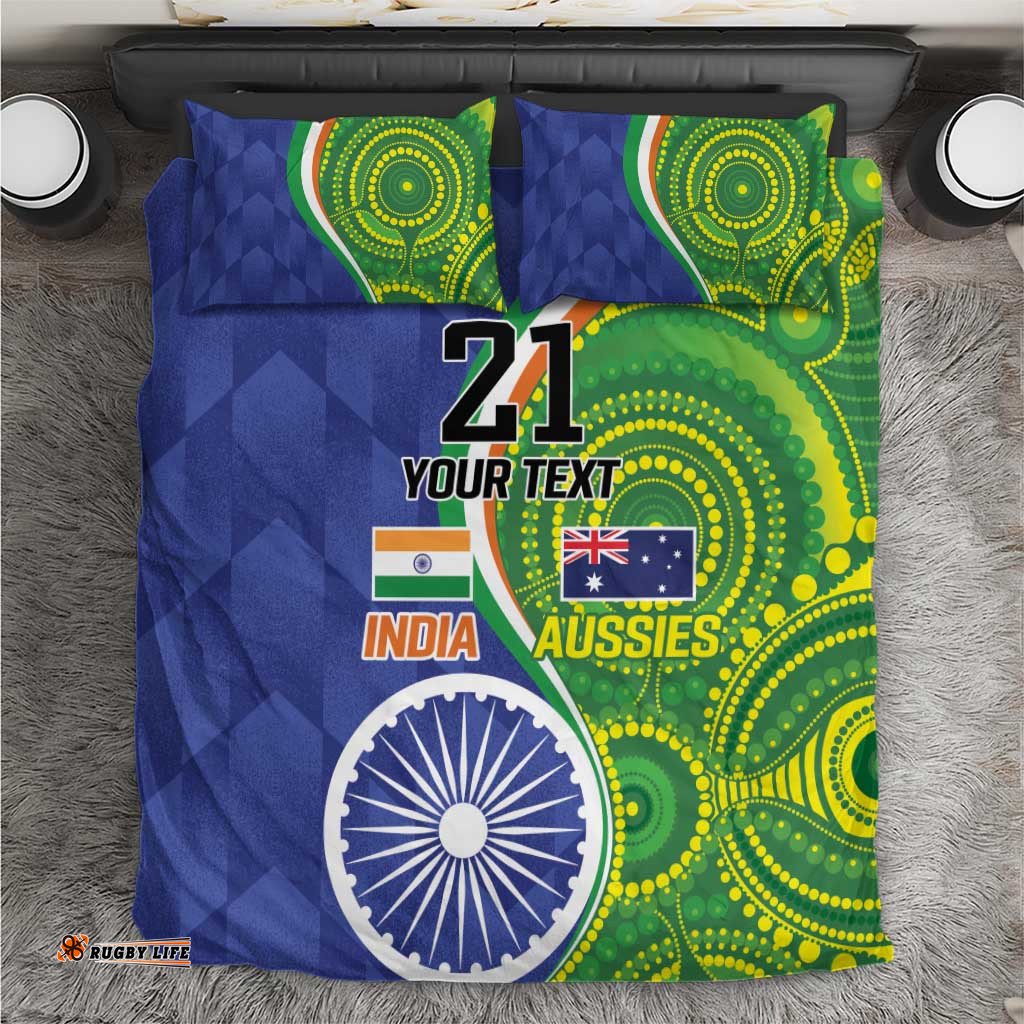 India Vs Australian Cricket Custom Bedding Set Ashoka Chakra and Aboriginal Together LT9