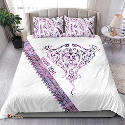 Mawhero Paua shell Kowhaiwhai Taniko Personalised Bedding Set Manta Ray Shark-Turtle Maori Tribal Style LT9
