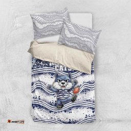 Geelong Navy Bedding Set Playful Cat Kicking Ball DT05