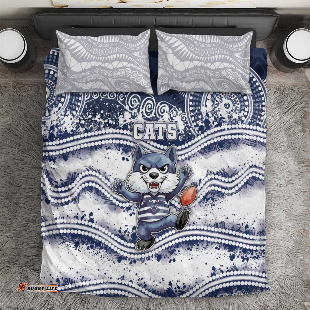 Geelong Navy Bedding Set Playful Cat Kicking Ball DT05