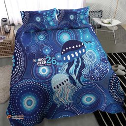 NAIDOC Deadly 50 Years Bedding Set Jellyfish Aboriginal Culture Inspired Blue LT9