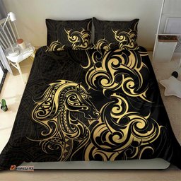 Gold And Black Aoteara Horse Racing Bedding Set NZ Maori Pattern LT14