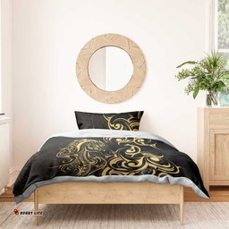 Gold And Black Aoteara Horse Racing Bedding Set NZ Maori Pattern LT14