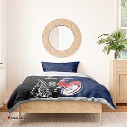 France And New Zealand Rugby Bedding Set Les Bleus Rooster With Maori Tiki LT05