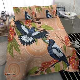 Magpies On Eucalyptus Australia Aboriginal Bedding Set LT7