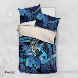 Maori Romantic Valentine Bedding Set The Hongi Kiss Blue Galaxy DT05