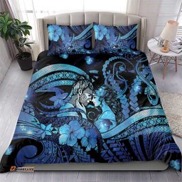 Maori Romantic Valentine Bedding Set The Hongi Kiss Blue Galaxy DT05