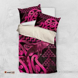 Humpback Whale Matariki New Zealand Bedding Set NZ Maori Paikea Poutama Luxury Pink LT14