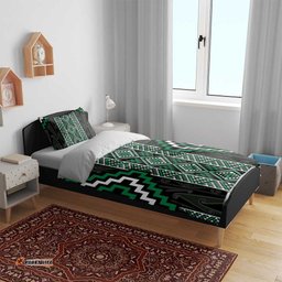 Jade Tukutuku Pattern Aotearoa Bedding Set Niho Taniwha and Puhoro Motifs LT7