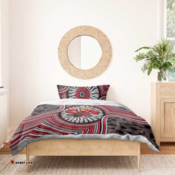 Essendon Football Club Bedding Set Indigenous Monochrome Dot Art Mascot Style TS04