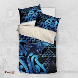 Humpback Whale Matariki New Zealand Bedding Set NZ Maori Paikea Poutama Luxury Blue LT14