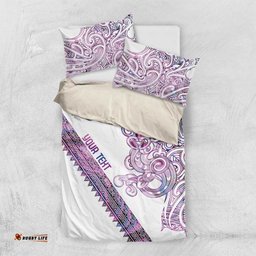 Mawhero Paua shell Kowhaiwhai Taniko Personalised Bedding Set Taniwha Maori Tribal Style LT9
