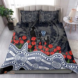 Geelong Cats ANZAC Day Bedding Set Indigenous Dot Art with Poppy Flower Tribute TS04