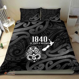 New Zealand 1840 Waitangi Day Bedding Set Aotearoa Haka Mask - Black Version LT14
