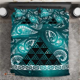 Matariki New Zealand Bedding Set NZ Niho Taniwha Maori New Year Cyan Galaxy LT14