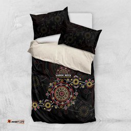 NAIDOC Deadly 50 Years Bedding Set Aboriginal Black Gold Boomerang Art LT9