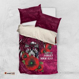 Manly Warringah Sea Eagles ANZAC Personalised Bedding Set Lest We Forget Poppy Camo LT9
