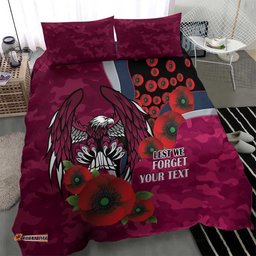 Manly Warringah Sea Eagles ANZAC Personalised Bedding Set Lest We Forget Poppy Camo LT9