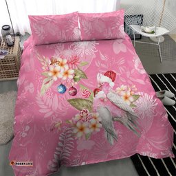 Joyful Pink Cockatoo Bedding Set Australia Christmas Vibes LT9