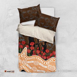 GWS Giants ANZAC Day Bedding Set Indigenous Dot Art with Poppy Flower Tribute TS04