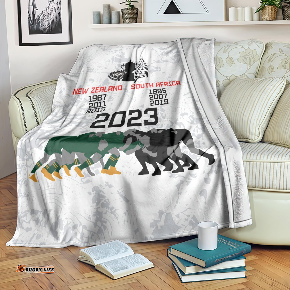 New Zealand South Africa Rugby Blanket History Commemorative World Cup Winners Unique